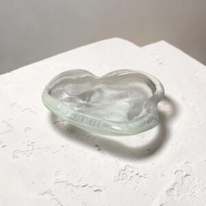 BLENKO Vintage Clear Art Glass Free Form Amoeba Bowl Ashtray Trinket Dish MCM